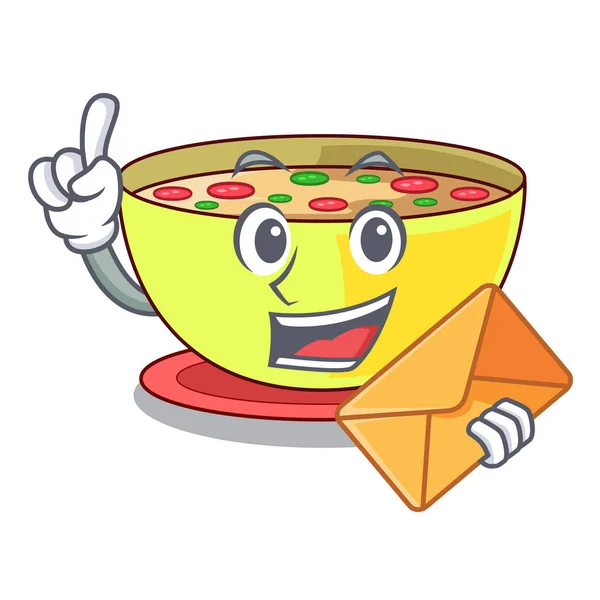 With envelope corn chowder isolated with the character — Stock Illustration With envelope corn chowder isolated with the character Royalty Free Stock Illustrations