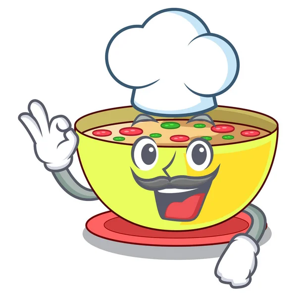 Chef corn chowder isolated with the character — Stock Illustration Chef corn chowder isolated with the character Vector Graphics
