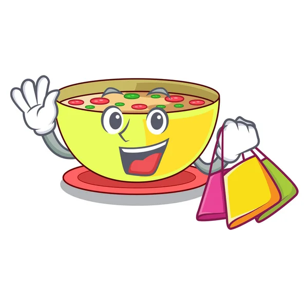 Shopping corn chowder isolated with the character — Stock Illustration Shopping corn chowder isolated with the character Vector Graphics