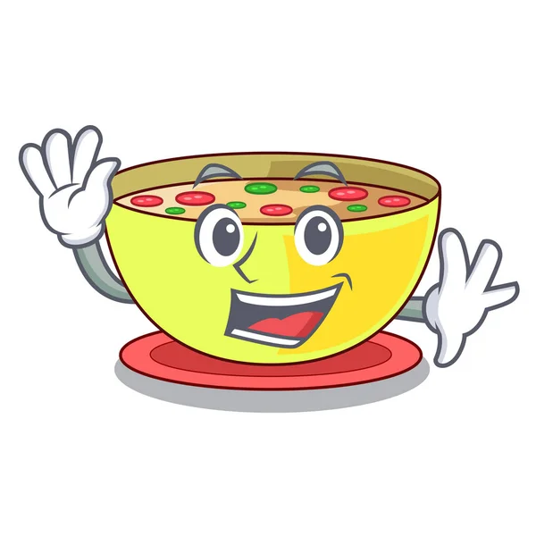Waving corn chowder isolated with the character — Stock Illustration Waving corn chowder isolated with the character Vector Graphics