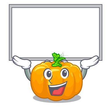 Ahşap maskot tablosunun üst kısmındaki kurulu sarı kabak