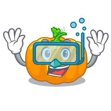 Karikatür şeklinde sarı kabak dalış