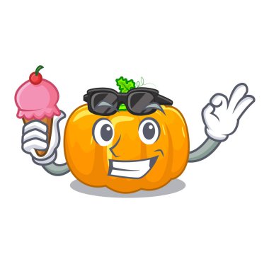 Karikatür şeklinde dondurma sarı kabak ile