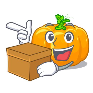 Karikatür şeklinde kutu sarı kabak ile