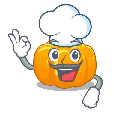 Şef sarı kabak karikatür şeklinde
