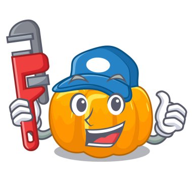 Karikatür izole tesisatçı sarı kabak