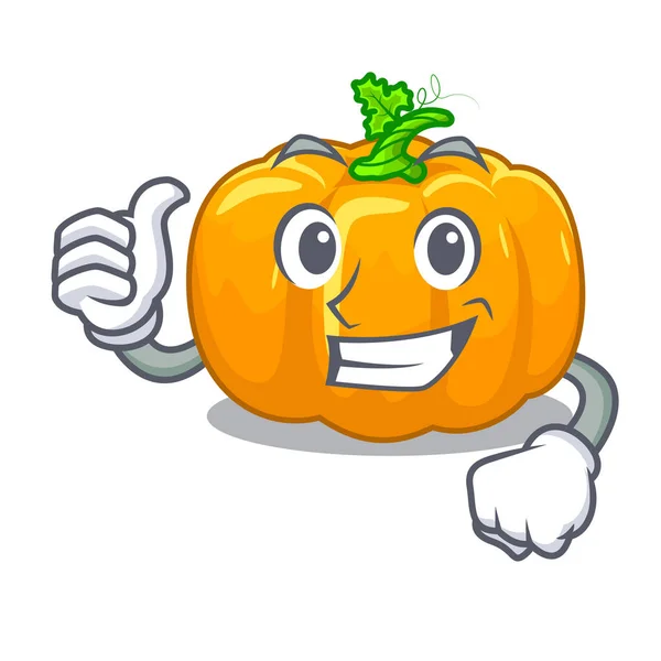 Thumbs up yellow pumpkin in the cartoon shape — Stock Vector