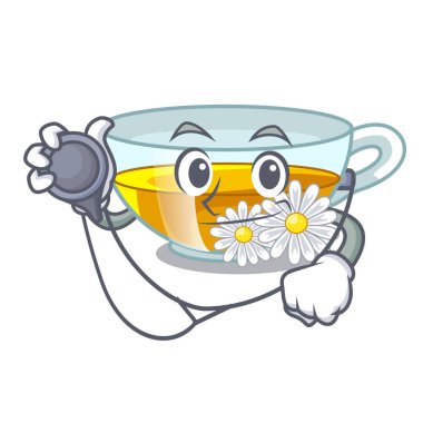 Doktor bardak papatya çayı karikatür tablosunun üst kısmındaki