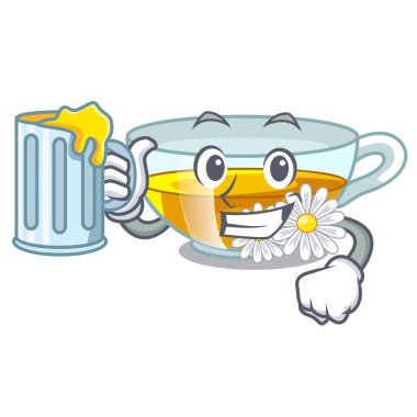 Suyu papatya çayı ile karikatür şeklinde