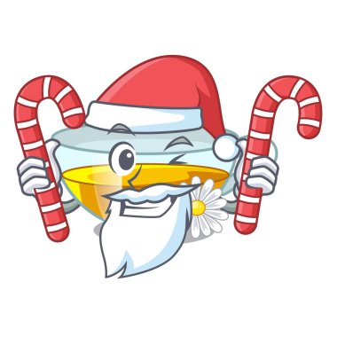 Santa izole şeker papatya çayı ile maskotu ile