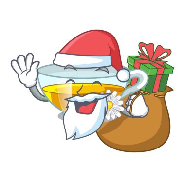 Noel Baba hediye papatya çayı izole ile maskotu ile