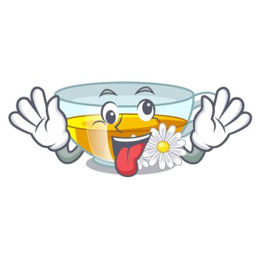 Deli papatya çayı izole maskotu ile