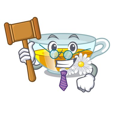 Yargıç izole papatya çayı maskotu ile
