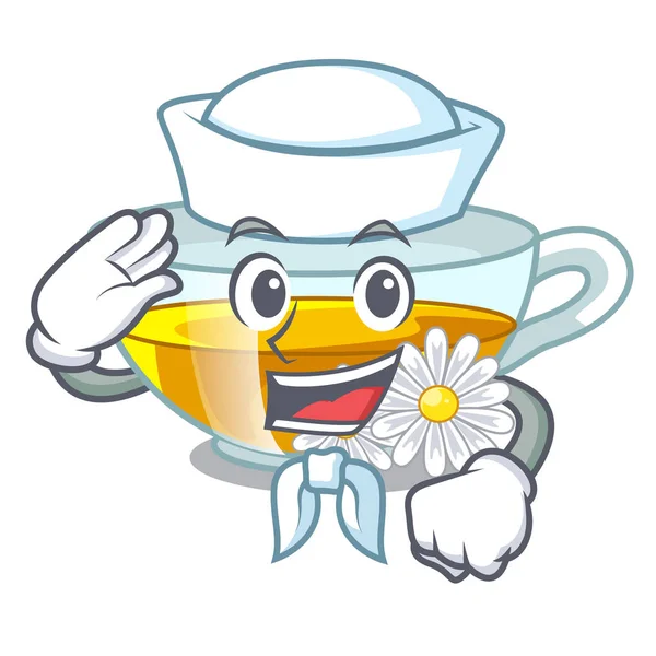 Denizci bardak papatya çayı karikatür tablosunun üst kısmındaki