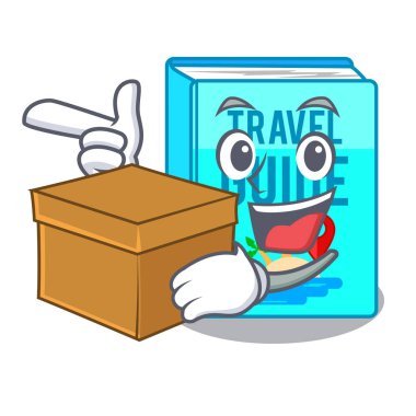 Karikatür izole kutusu Seyahat Rehberi ile