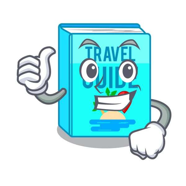 Thumbs up travel guide book isolated in cartoon — Stock Vector