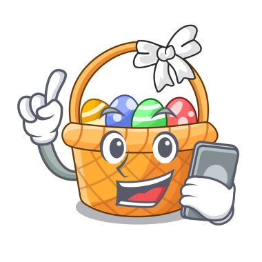 Telefon Paskalya sepet topu ile karikatür şeklinde