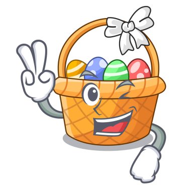 İki karakter izole Paskalya sepeti parmak