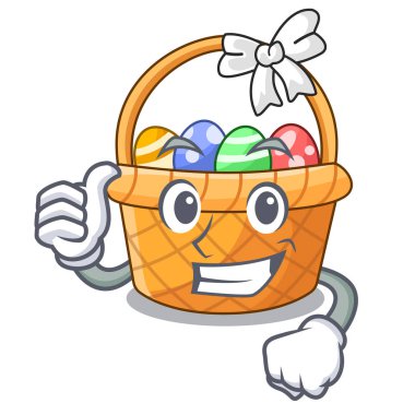 Başparmak yukarıya karakter izole Paskalya sepeti