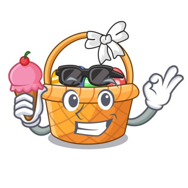 Karakter izole dondurma Paskalya sepeti ile