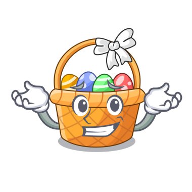 Karakter izole sırıtan Paskalya sepeti