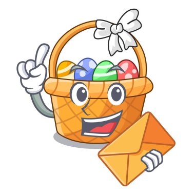 Karakter izole zarf Paskalya sepeti ile