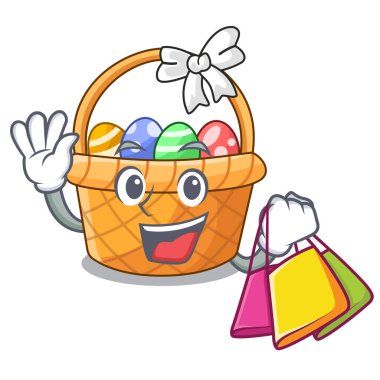 Karakter izole Paskalya sepeti alışveriş