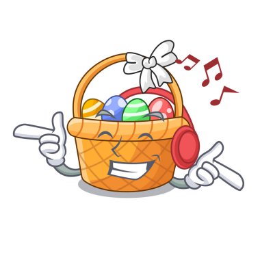 Müzik Paskalya sepeti minyatür şekil maskot dinleme