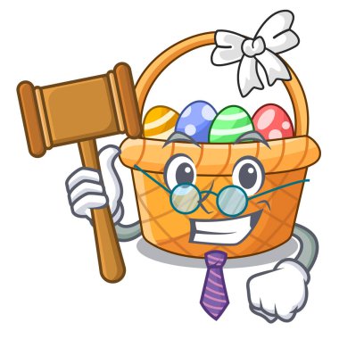 Yargıç Paskalya sepeti ahşap karikatür tablosunun üst kısmındaki