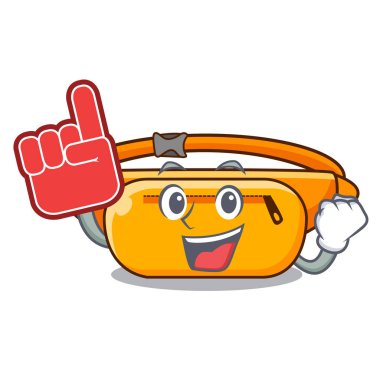 Karikatür izole köpük parmak bel çantası