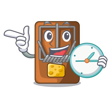 Şekil maskot ahşap saat fare kapanı ile