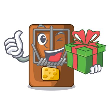 Hediye fare kapanı ile izole karikatür