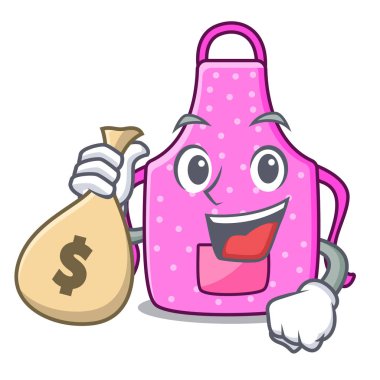 Para çantası mutfak önlük ile izole karikatür ile
