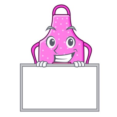 Tahta mutfak önlük ile izole sırıtarak karikatür ile