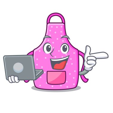 Dizüstü mutfak önlük ile izole karikatür ile