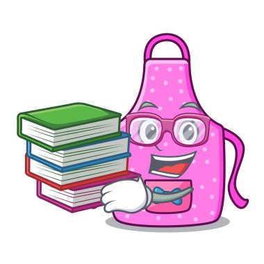 Öğrenci kitap mutfak önlük ile karikatür tablo yer