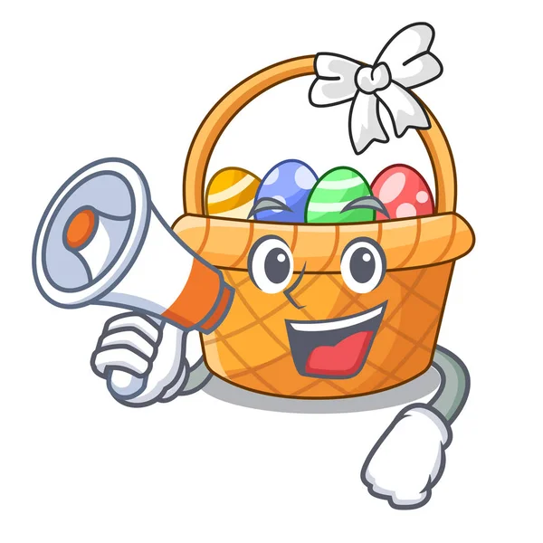 Megafon Paskalya sepet topu ile karikatür şeklinde