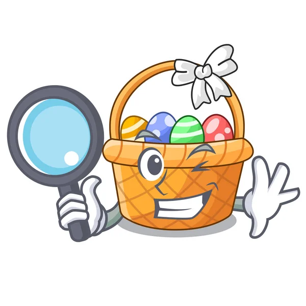 Detective easter basket isolated in the character — Stock Vector