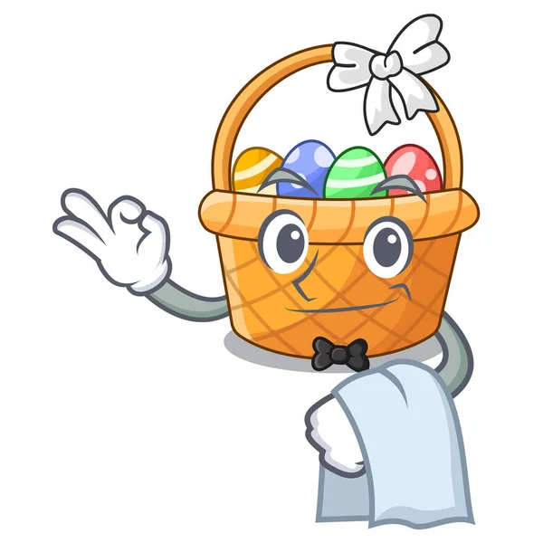Waiter easter basket miniature the shape mascot — Stock Vector