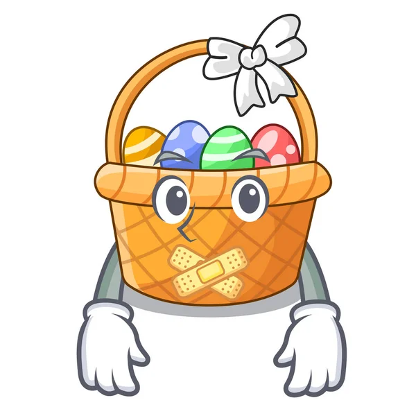 Ahşap çizgi film tablosunun yukarısındaki sessiz Paskalya sepeti