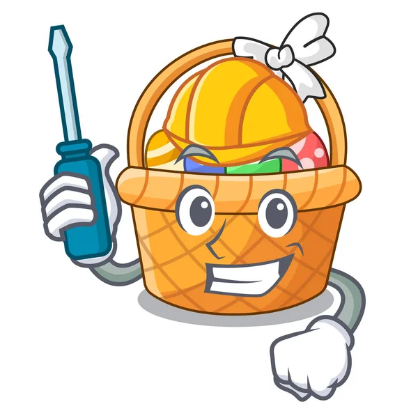 Ahşap çizgi film tablosunun yukarısındaki otomotiv Paskalya sepeti