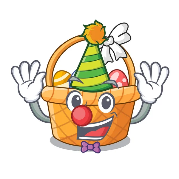 Palyaço Paskalya sepeti ahşap karikatür tablosunun üst kısmındaki