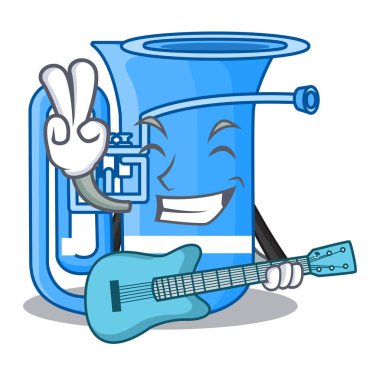 Gitar tuba ile şekil komik karikatür