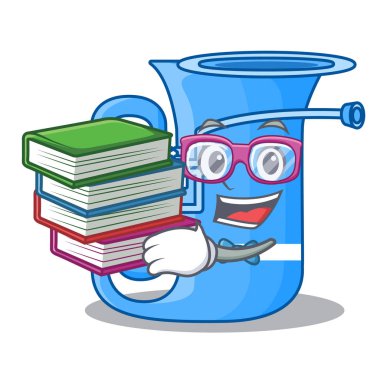 Öğrenci kitap minyatür tuba şekil karikatür ile