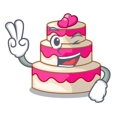 Düğün pastası ahşap karikatür tablosunun üst kısmındaki iki parmak