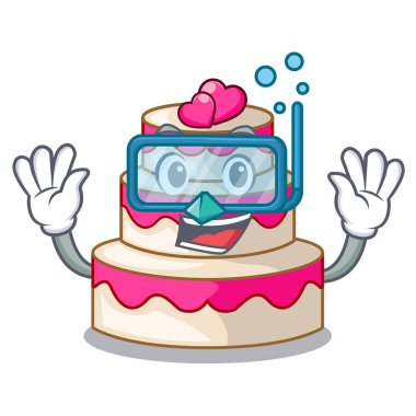 Ahşap çizgi film tablonun üst dalış düğün pastası