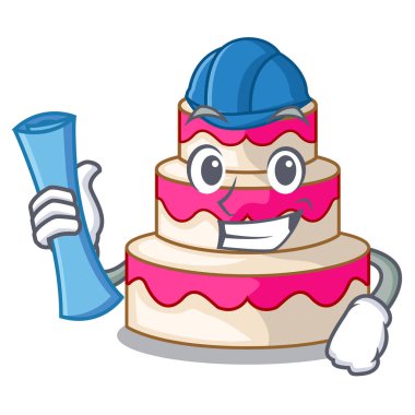 Ahşap çizgi film tablosunun yukarısındaki mimar düğün pastası