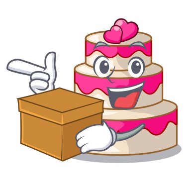 Ahşap çizgi film tablosunun yukarısındaki ile kutusu düğün pastası