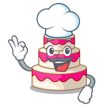 Ahşap çizgi film tablosunun yukarısındaki Şef düğün pastası