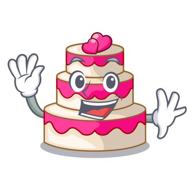 Düğün pastası ahşap karikatür tablosunun yukarısındaki sallayarak